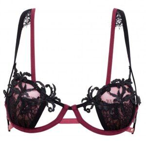 New! Bluebella Dina Lace Bra Black and Red Strappy Size 32E (DD) 1717